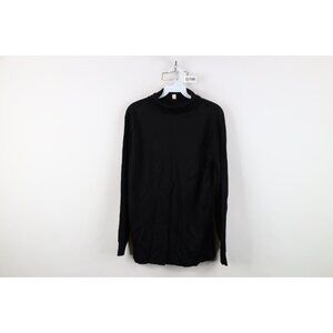 Vintage 50s 60s Streetwear Mens Medium Blank Knit Turtleneck Sweater Black USA